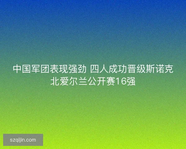 中国军团表现强劲 四人成功晋级斯诺克北爱尔兰公开赛16强